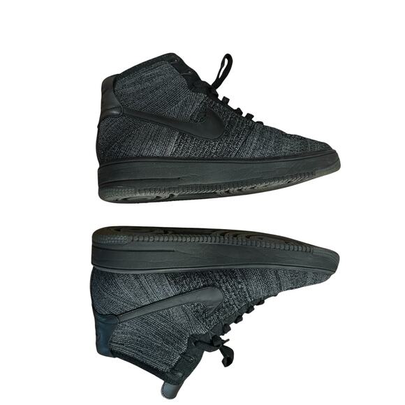 Men 11 Nike Air Force One 1 Ultra FlyKnit Mid Dark Gray Black Sneakers Shoes main image 4